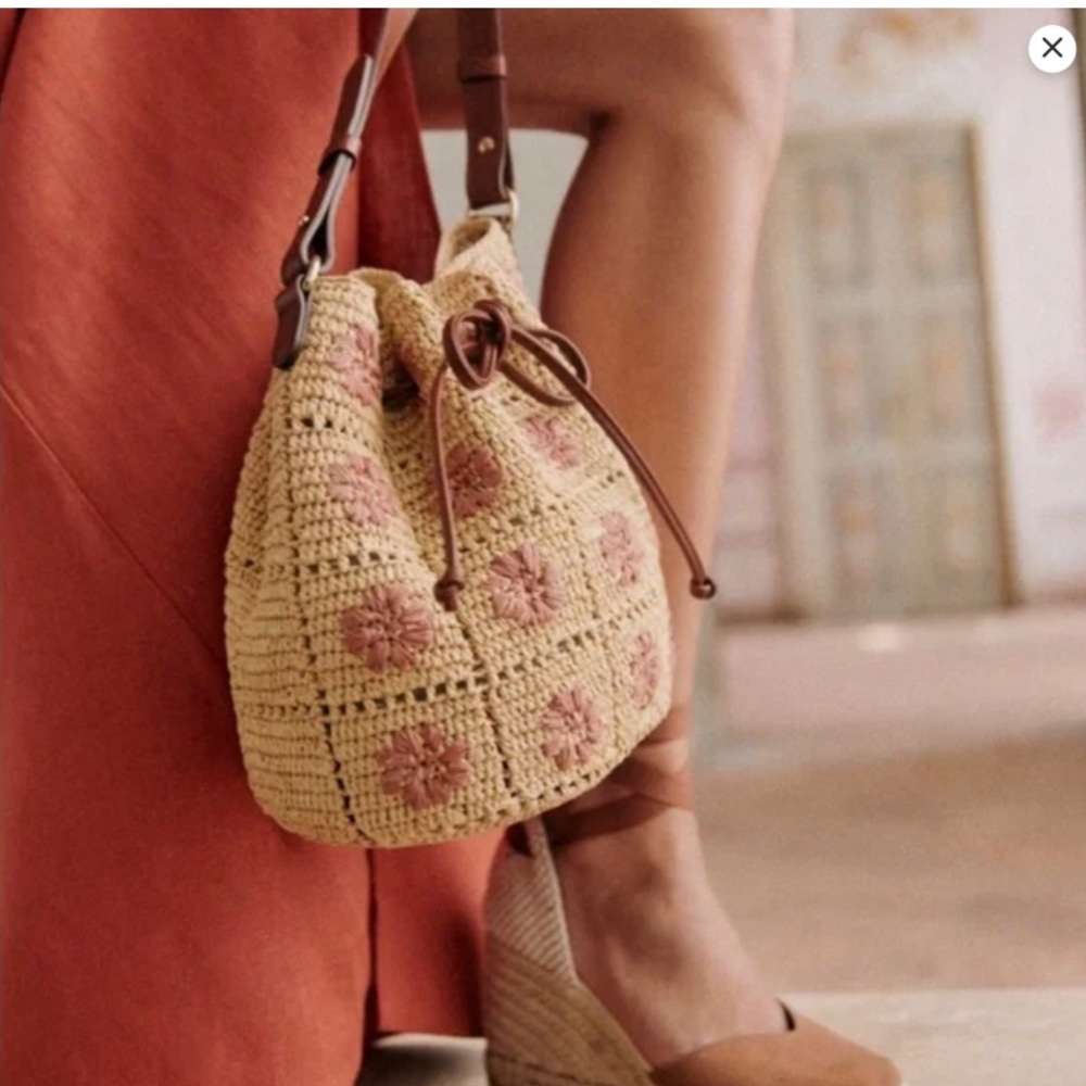 Sezane Large Farrow Bag with Pale Pink Flowers - Picture 12 of 12